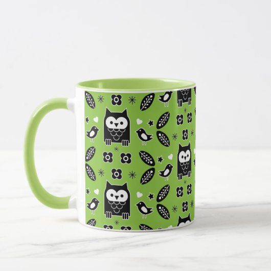Scandinavian Owl Folk Art Mok (Links)