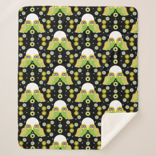 Scandinavian Owl Folk Art Sherpa Blanket Deken