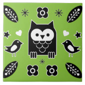Scandinavian Owl Folk Art Tegeltje (Voorkant)