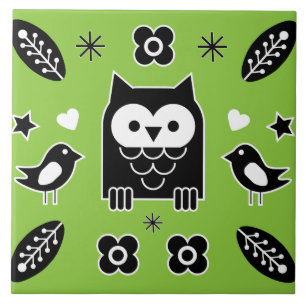 Scandinavian Owl Folk Art Tegeltje
