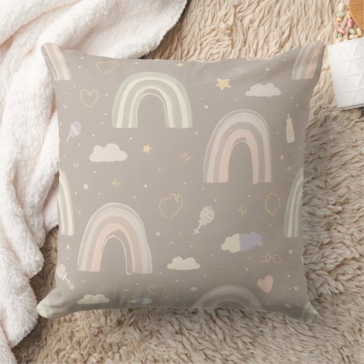 Scandinavian Pastel Nursery Pillow | Soft Rainbows Kussen (Deken)