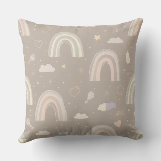 Scandinavian Pastel Nursery Pillow | Soft Rainbows Kussen (Achterkant)