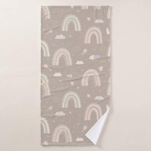 Scandinavian Pastel Rainbow Baby Towel Badhanddoek (Badhanddoek)