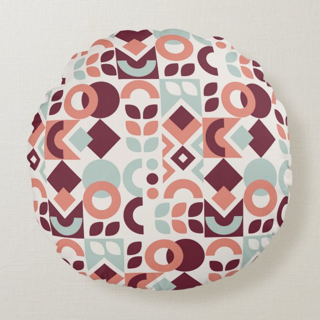 Scandinavian pattern design. Simple modern retro b Rond Kussen (Voorkant)