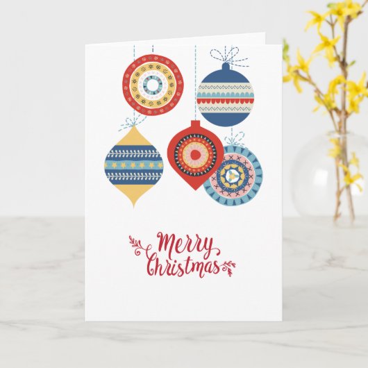 Scandinavian Pattern Kerstornaments Kaart (Gele Bloem)