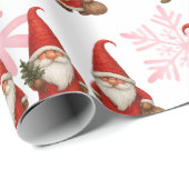 Scandinavian Red Gnome Christmas Cadeaupapier (Rol Hoek)