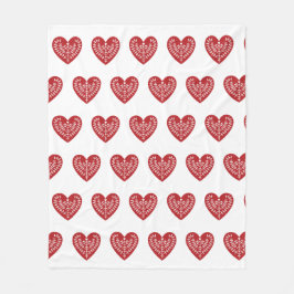 Scandinavian Red Heart Fleece Blanket