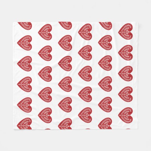 Scandinavian Red Heart Fleece Blanket (Voorkant (Horizontaal))