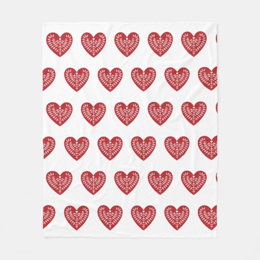 Scandinavian Red Heart Fleece Blanket Deken (Voorkant)
