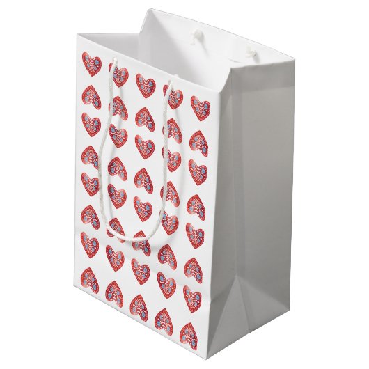 Scandinavian Red Heart Medium Gift Bag Medium Cadeauzakje (Achterkant Gekanteld)