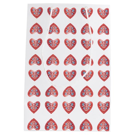 Scandinavian Red Heart Medium Gift Bag Medium Cadeauzakje (Achterkant)