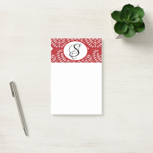 Scandinavian Red Heart Monogram Post Post-it® Notes (Kantoor)