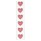Scandinavian Red Heart Table Runner Korte Tafelloper (Voorkant)