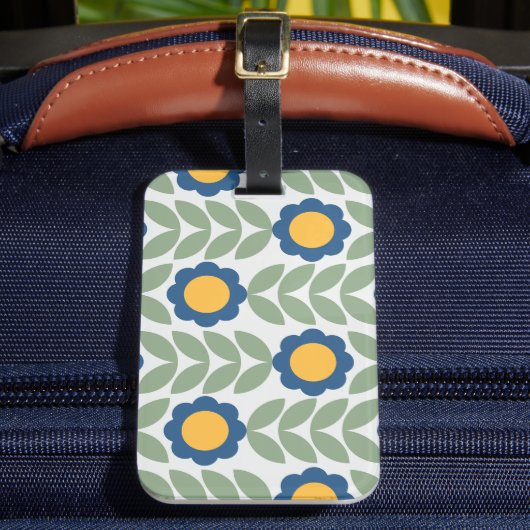 Scandinavian retro floral pattern, retro flower, v bagagelabel (Voorkant Insitu 2)