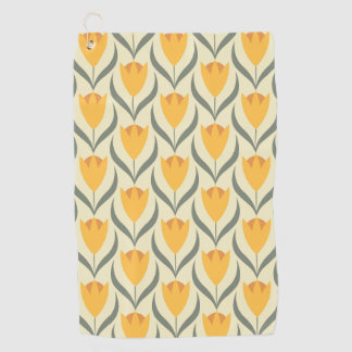 Scandinavian retro floral pattern, retro flower, v golfhanddoek