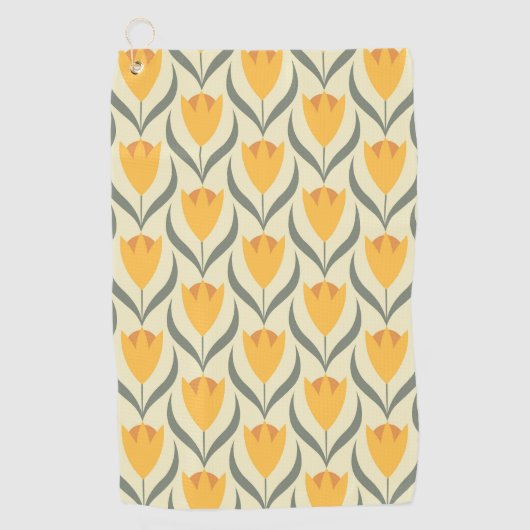 Scandinavian retro floral pattern, retro flower, v golfhanddoek (Voorkant)