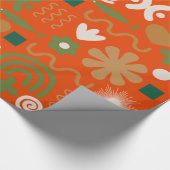 Scandinavian Retro Kerstpattern Cadeaupapier (Hoek)