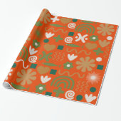 Scandinavian Retro Kerstpattern Cadeaupapier (Uitgerold)