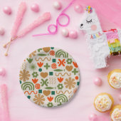 Scandinavian Retro Kerstpattern Papieren Bordje (Feest)