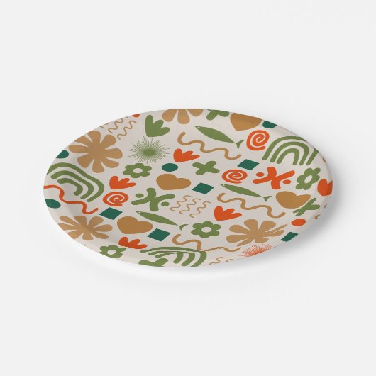 Scandinavian Retro Kerstpattern Papieren Bordje (Gekanteld)