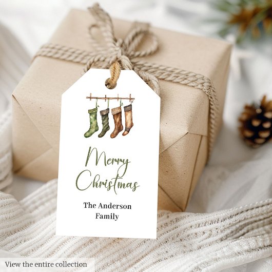 Scandinavian Sage Green Minimal Christmas Gift Tag Cadeaulabel