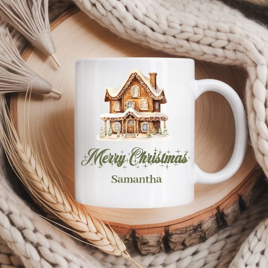 Scandinavian Script Christmas Mug Custom Name Koffiemok