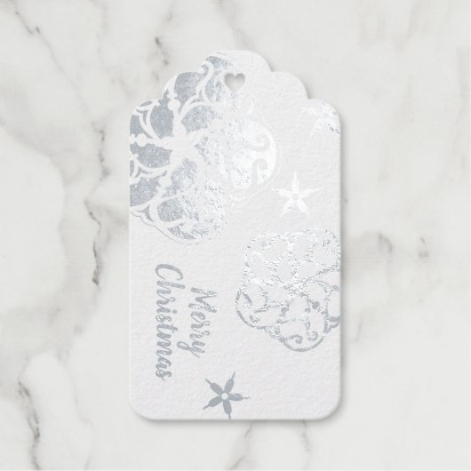 Scandinavian Silver Snowflake Cadeaulabels (Voorkant)