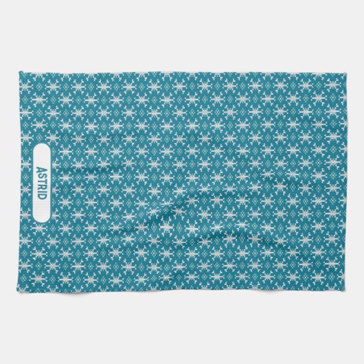 Scandinavian Snowflake Sweater Knit Personalized Theedoek (Horizontaal)