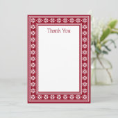 Scandinavian star pattern border dark red blank bedankkaart (Staand voorkant)