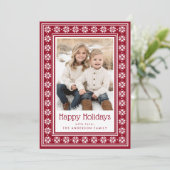 Scandinavian star pattern border Happy Holidays Feestdagenkaart (Staand voorkant)