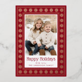 Scandinavian star pattern border Happy Holidays Folie Feestdagenkaart (Voorkant)