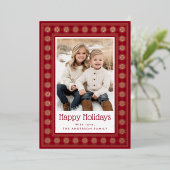 Scandinavian star pattern border Happy Holidays Folie Feestdagenkaart (Staand Voorkant)