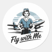 Scandinavian stewardess  ronde sticker (Voorkant)