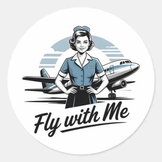 Scandinavian stewardess ronde sticker (Voorkant)