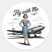 Scandinavian stewardess  ronde sticker (Voorkant)