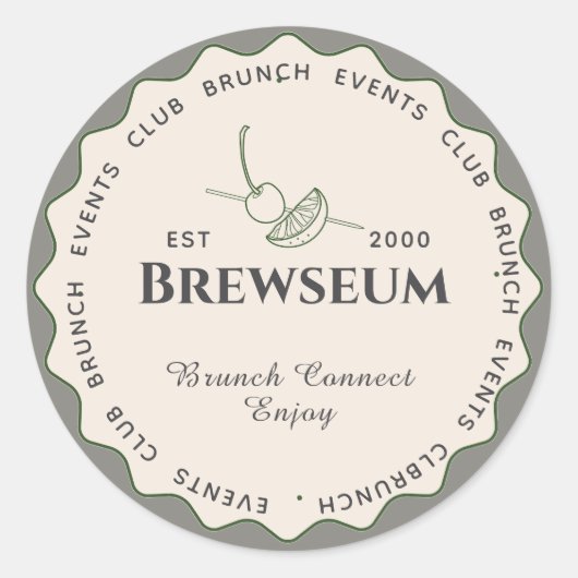 Scandinavian Style Minimal Café Resto Logo Sticker (Voorkant)