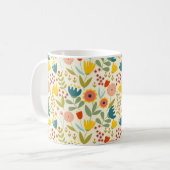 Scandinavian Summer Floral Pattern Bright Colors Koffiemok (Voorkant links)