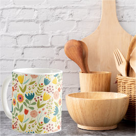 Scandinavian Summer Floral Pattern Bright Colors Koffiemok