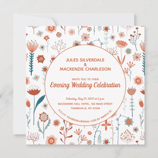 Scandinavian Summer Flowers Boho Evening Wedding Kaart (Voorkant)