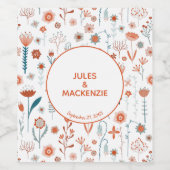 Scandinavian Summer Flowers Boho Modern Wijn Etiket (Enkel label)