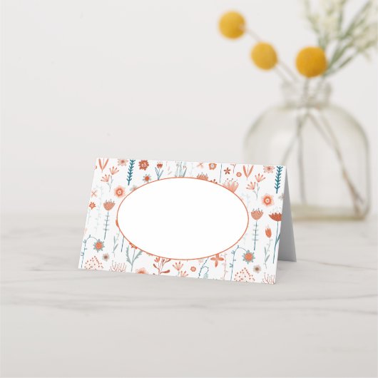 Scandinavian Summer Flowers Boho Place Card Plaatskaartje (Voorkant)