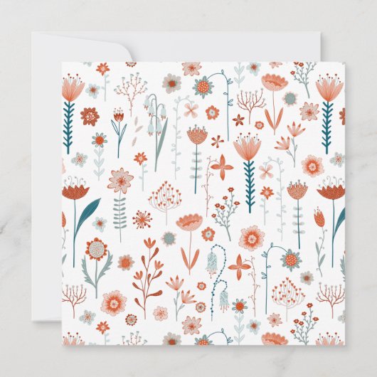 Scandinavian Summer Flowers Boho Wedding Kaart (Achterkant)