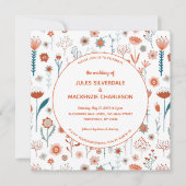 Scandinavian Summer Flowers Boho Wedding Kaart (Voorkant)
