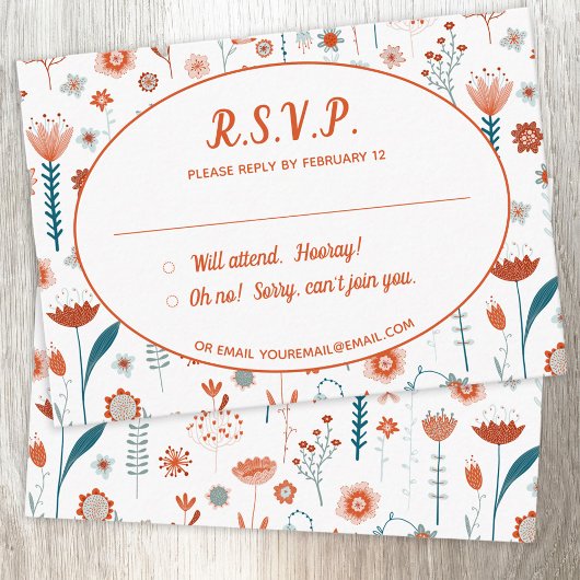 Scandinavian Summer Flowers Boho Wedding R.S.V.P. Informatiekaartje