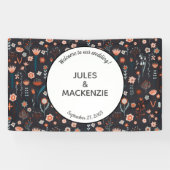 Scandinavian Summer Flowers Dark Boho Wedding Spandoek (Horizontaal)