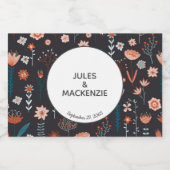 Scandinavian Summer Flowers Dark Boho Wedding Sparkling Wijnetiket (Enkel label)