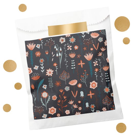 Scandinavian Summer Flowers Dark Favor Bag Bedankzakje