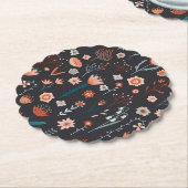 Scandinavian Summer Flowers Dark Kartonnen Onderzetters (Gekanteld)