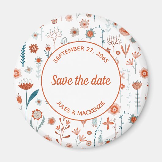 Scandinavian Summer Flowers Save the Date Magnet (Voorkant)