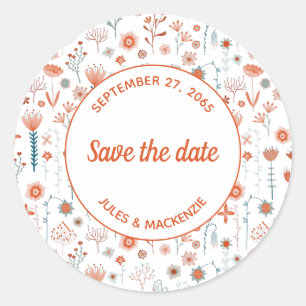 Scandinavian Summer Flowers Save the Date Ronde Sticker